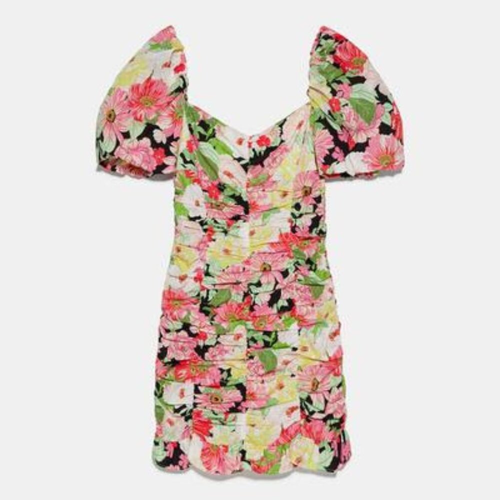 Zara Puff Sleeve Floral Dress